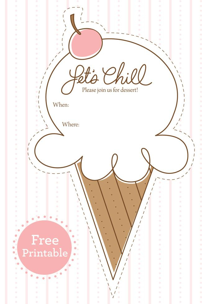 FREE Ice Cream Party Printables Social Invitation Decoration 