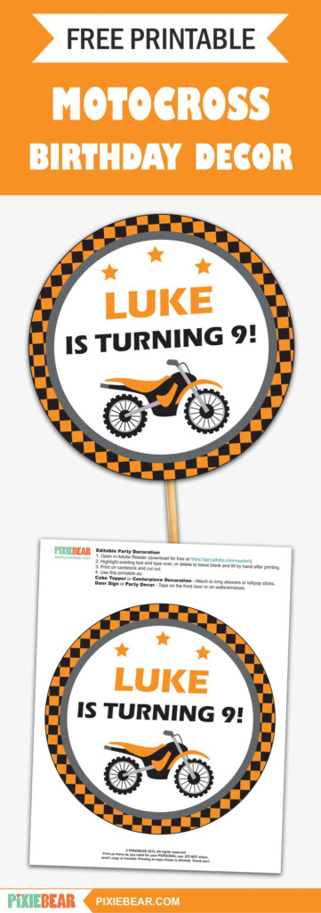 Free Motocross Birthday Printable DIY Dirt Bike Party Decoration For A 