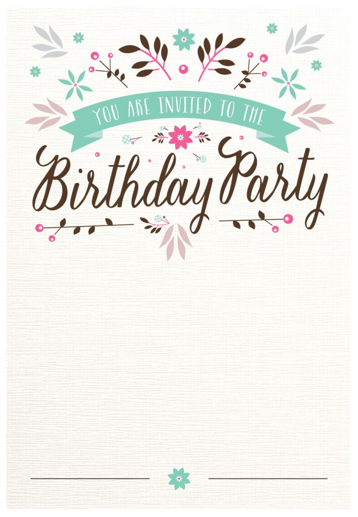 Free Printable Birthday Invitation Flat Floral Greeti Birthday 