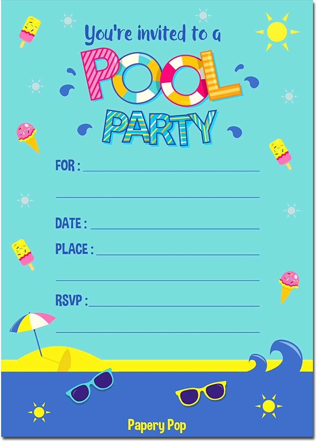 Free Printable Birthday Pool Party Invitations