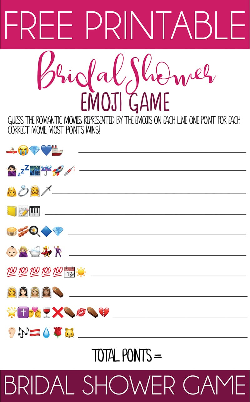 Free Printable Bridal Shower Name The Emoji Game