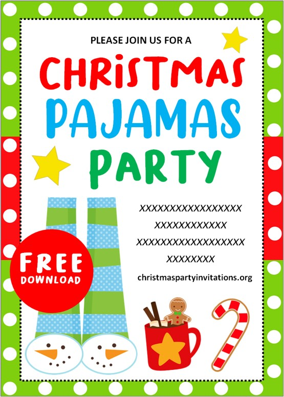 Free Printable Christmas Pajama Party Invitations Templates 