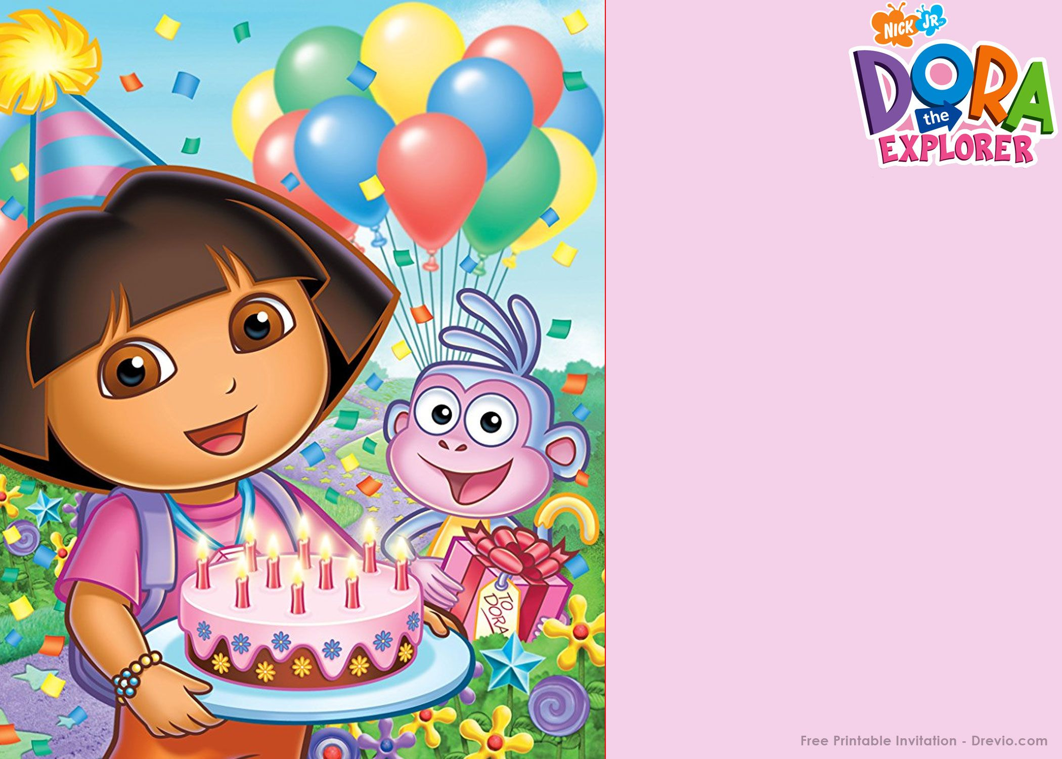 Free Printable Dora The Explorer Party Invitation Template Party Dora 