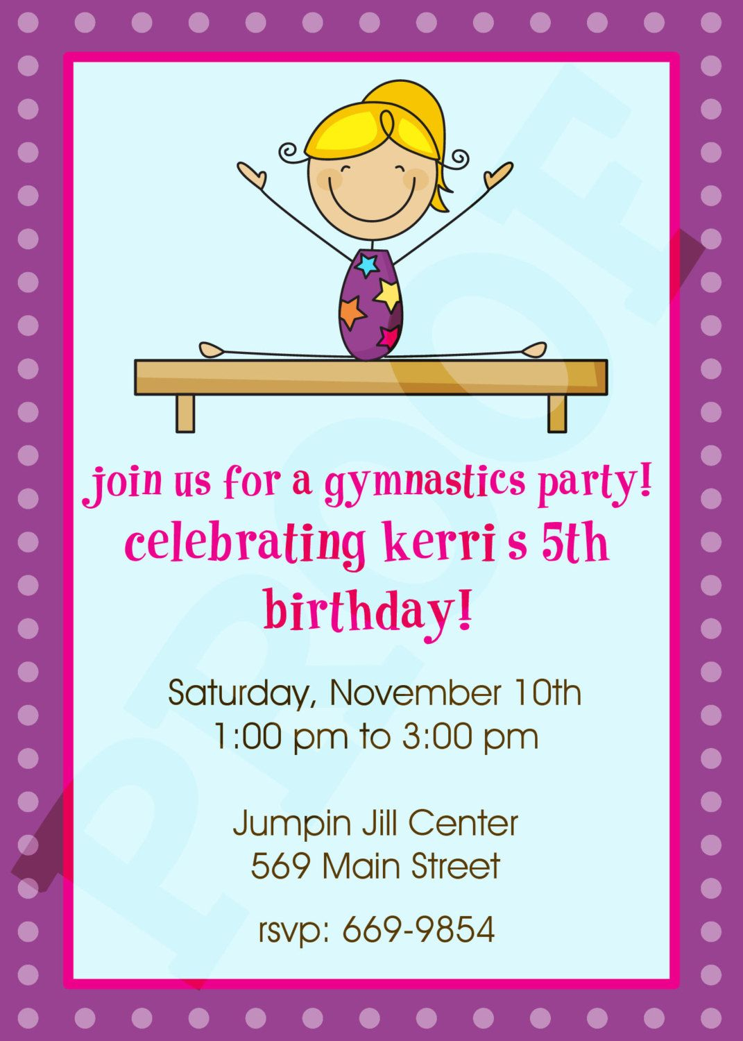 Free Printable Gymnastics Birthday Invitations Updated FRE 