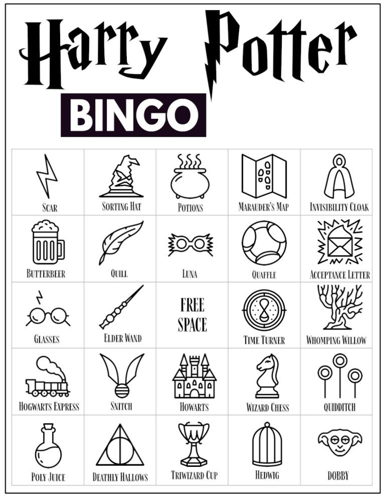 Free Printable Harry Potter Bingo Game Paper Trail Design Harry 