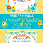 FREE PRINTABLE Monster Birthday Invitations Six Clever Sisters