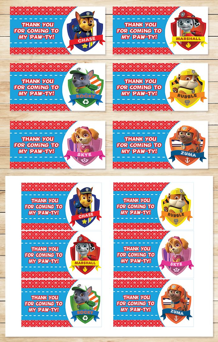 Free Printable Paw Patrol Goody Bag Tags Red BG Theme Paw Patrol 