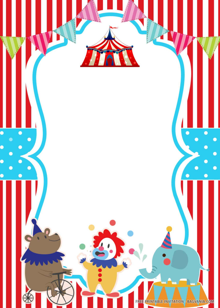  FREE PRINTABLE Stripes Circus Birthday Invitation Templates FREE 