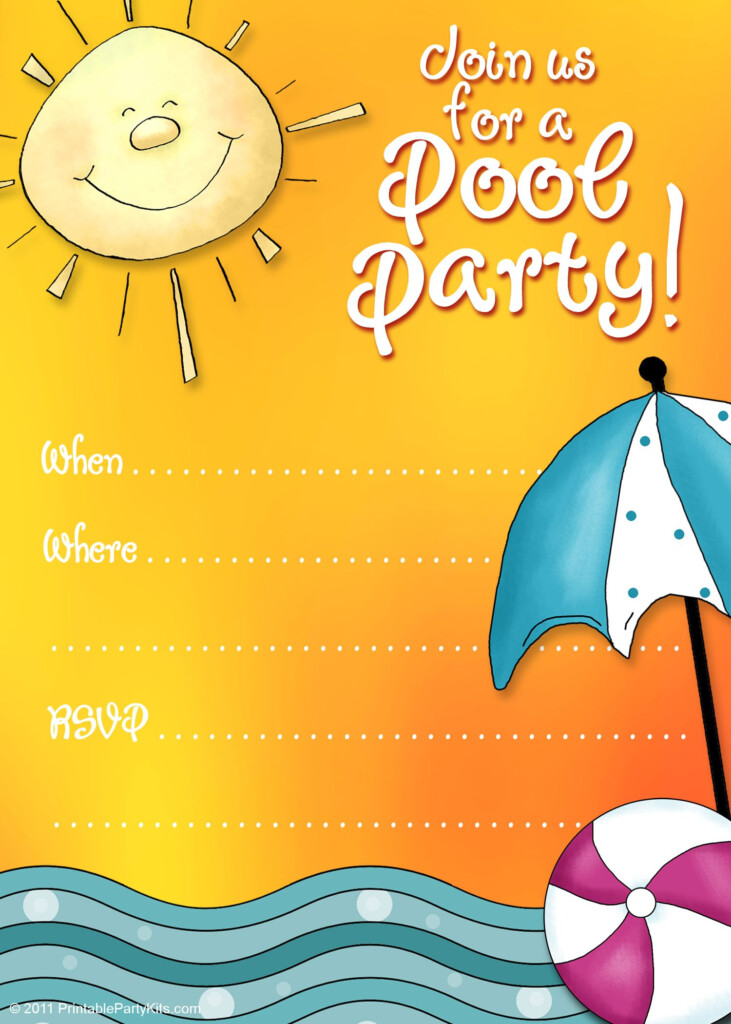 FREE Printable Summer Pool Party Invitations Pool Party Invitation 