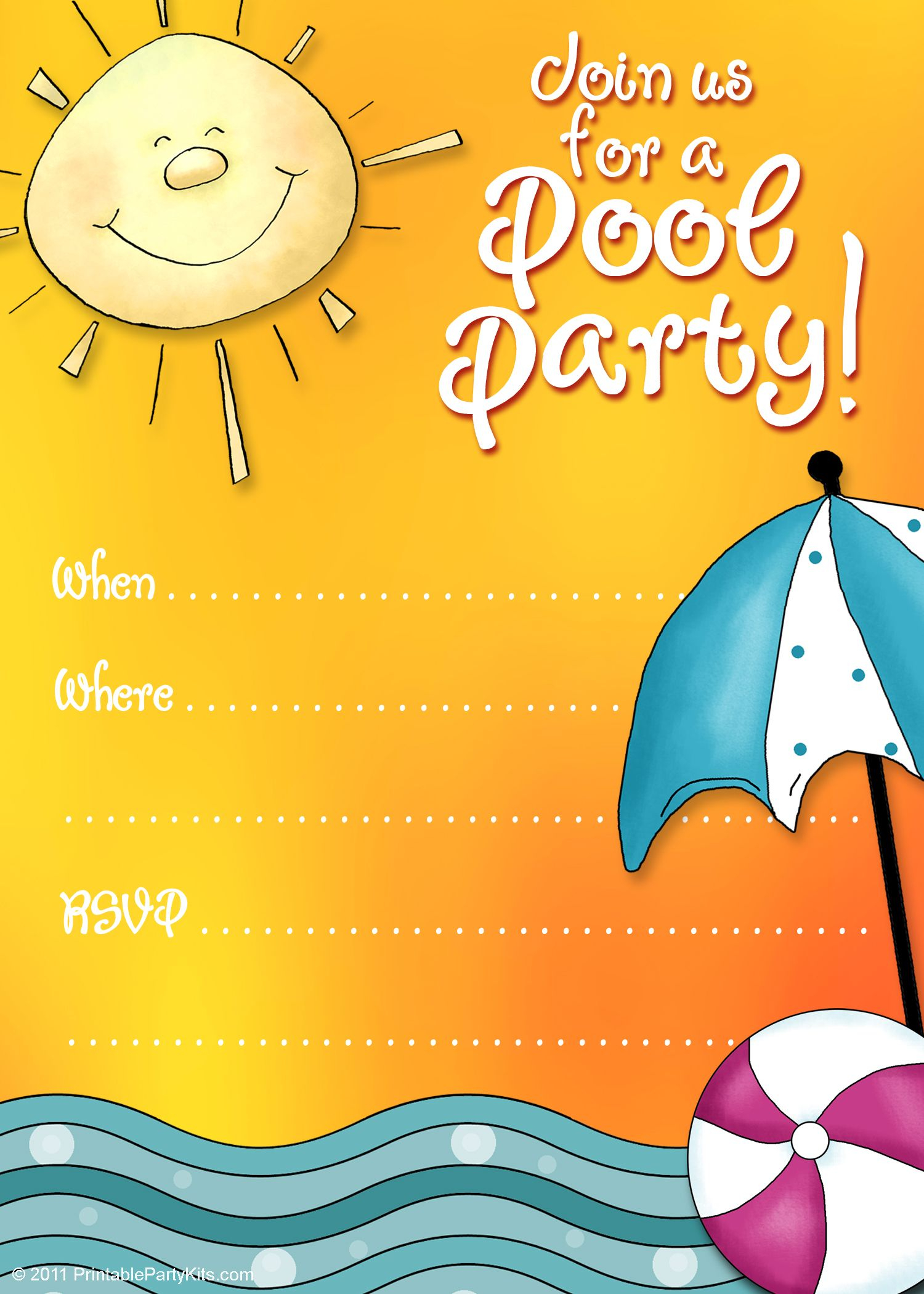 FREE Printable Summer Pool Party Invitations Pool Party Invitation 