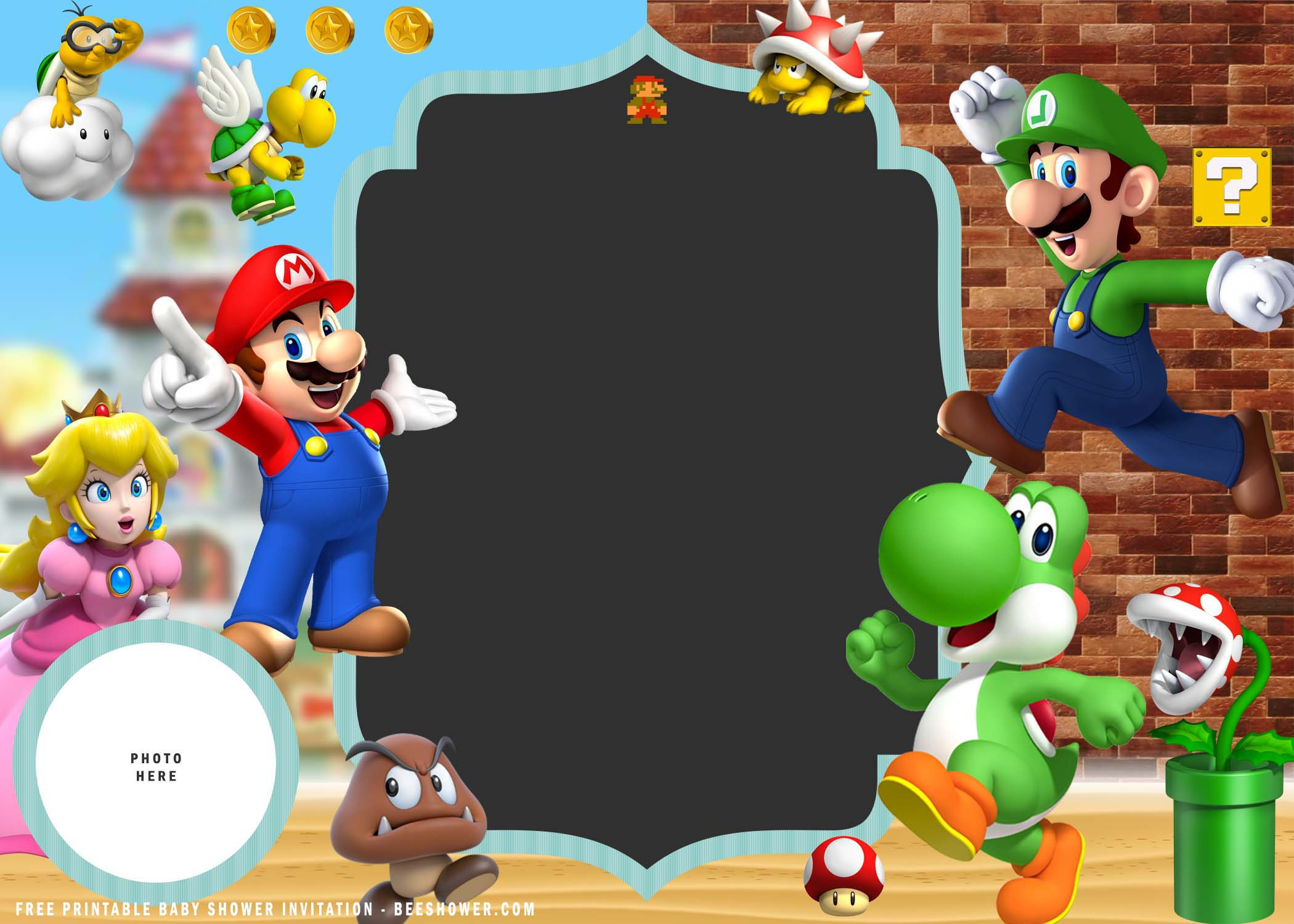  FREE Printable Super Mario Baby Shower Invitation Templates FREE 