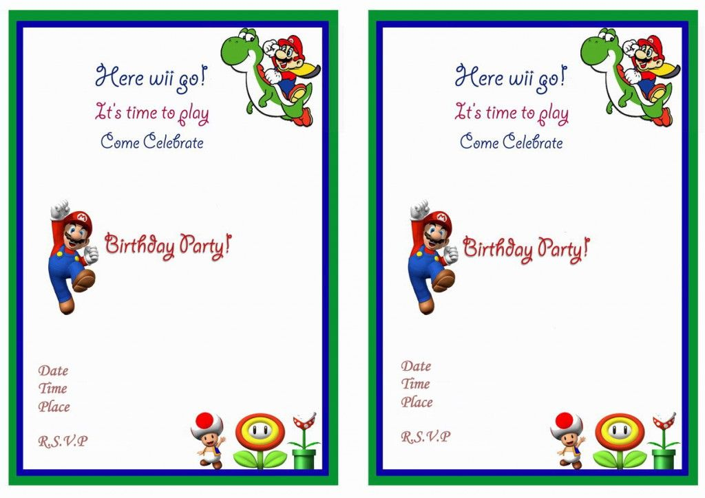 Free Printable Super Mario Birthday Party Invitations Printable Word