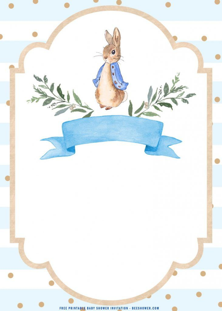  FREE Printable Watercolor Peter The Rabbit Baby Shower Invitation 