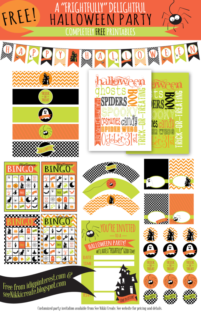 FREE PRINTABLES A Frightfully Delightful Halloween Party I Dig 