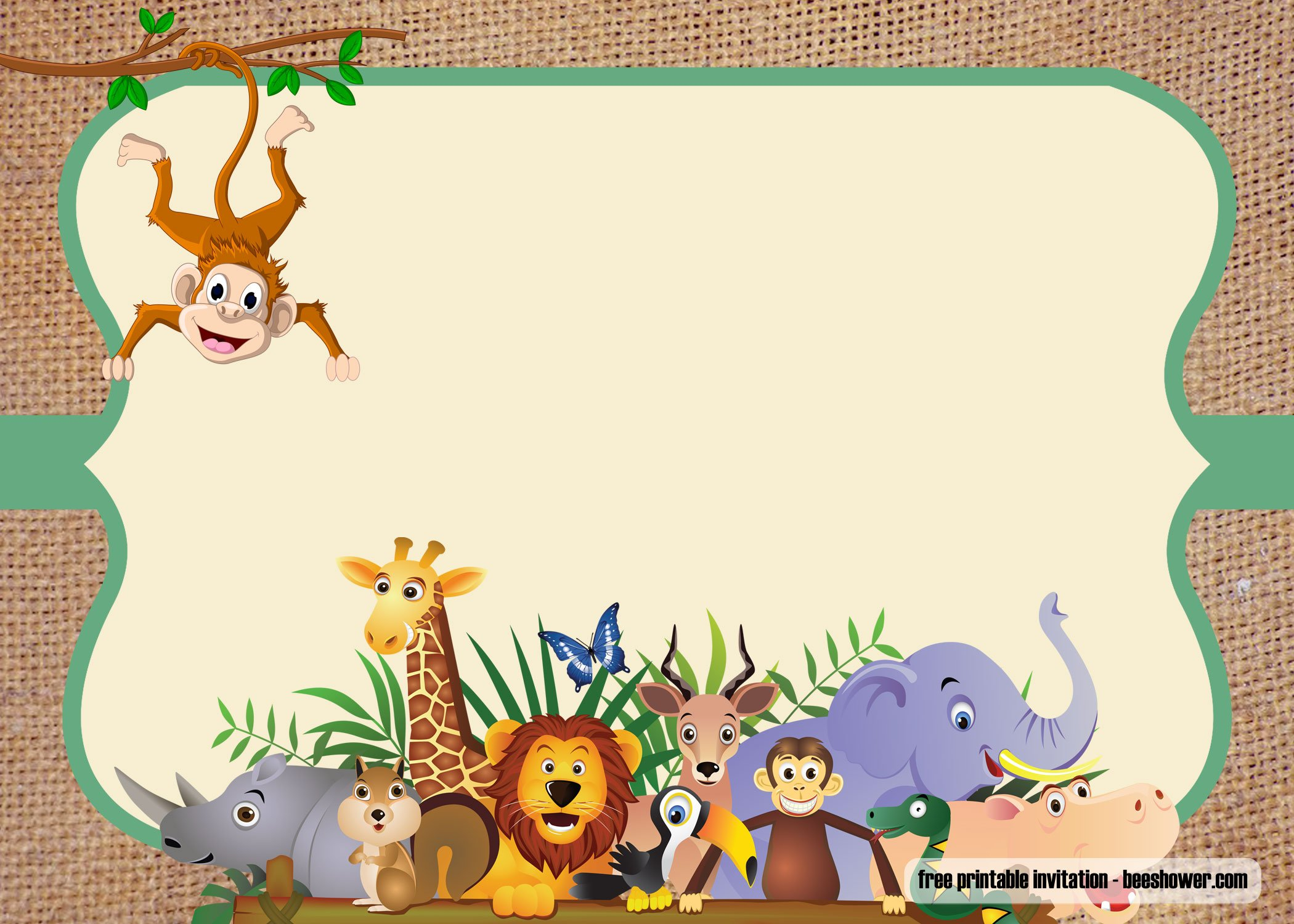 FREE Safari Theme Baby Shower Invitations Templates Download Hundreds 