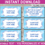 Frozen Party Food Labels Place Cards Winter Theme Birthday Party