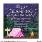 Girls Glamping Birthday Party Invitation Zazzle Glamping