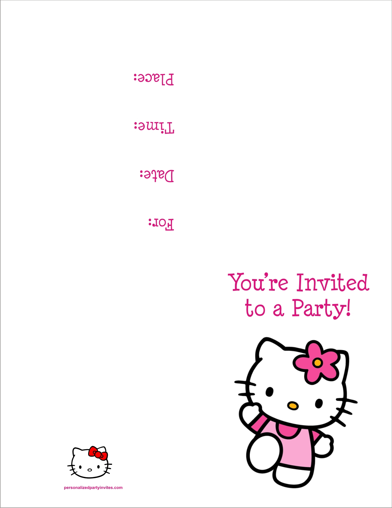 Hello Kitty FREE Printable Birthday Party Invitation Hello Kitty 