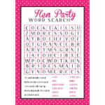 Hen Party Wordsearch Hen Party Superstore