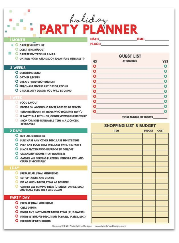 Holiday Party Planner Free Printable Free Checklist To Prepare For 