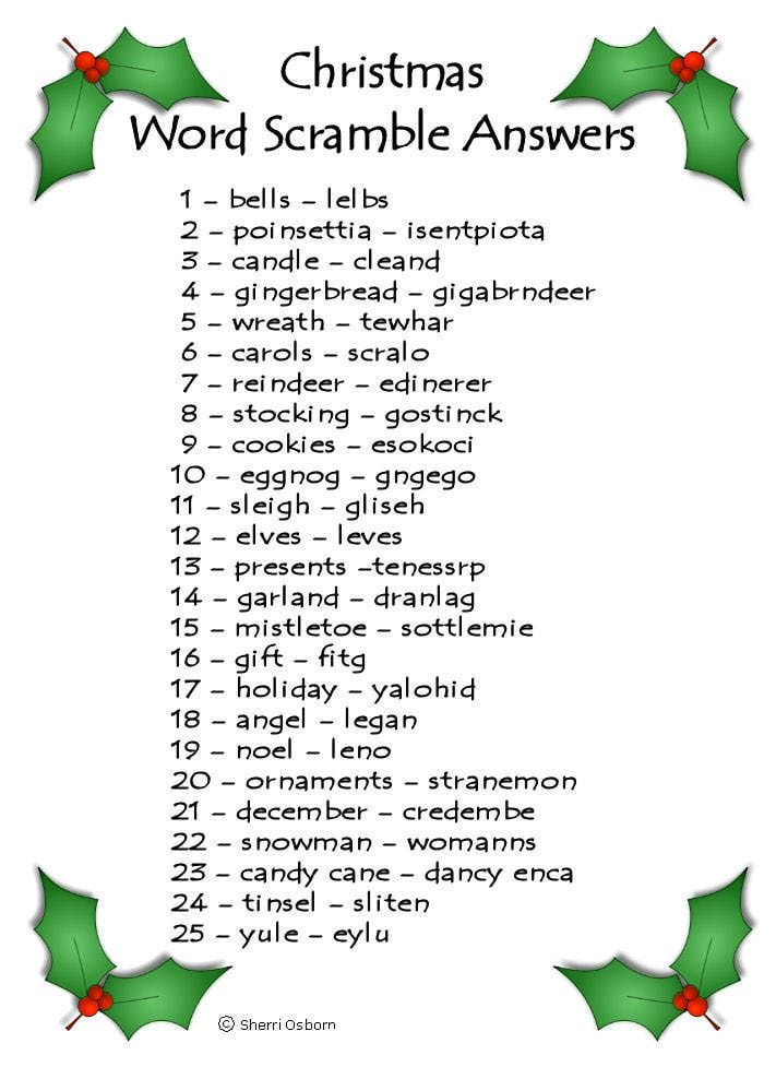 Holiday Puzzles And Games Your Kids Will Love Christmas Word Scramble