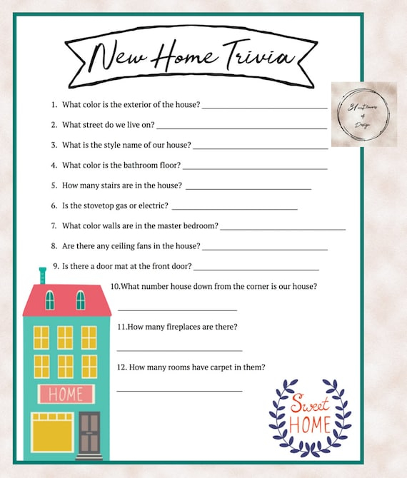 Housewarming Games Printable Gridgitcom Instant Download Housewarming 