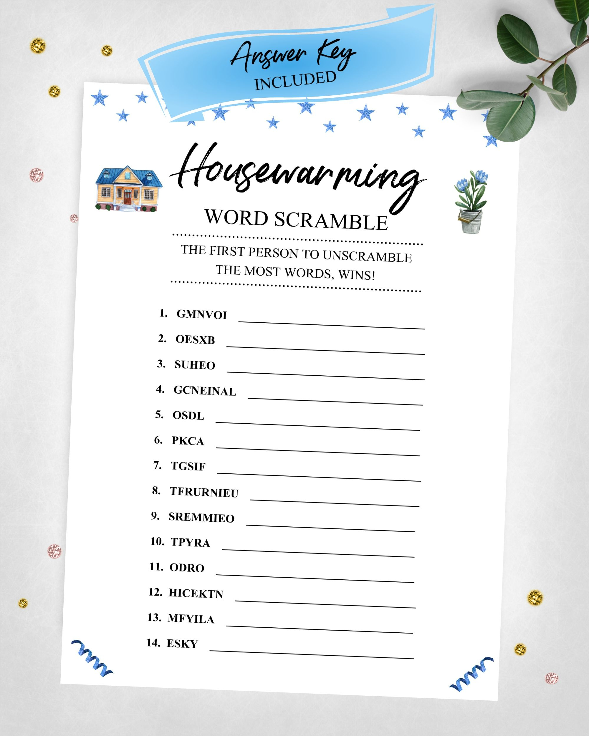 Housewarming Word Scramble Housewarming Party Game Real Etsy