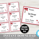 INSTANT DOWNLOAD Editable Printable Valentine s Grams Tags Cards