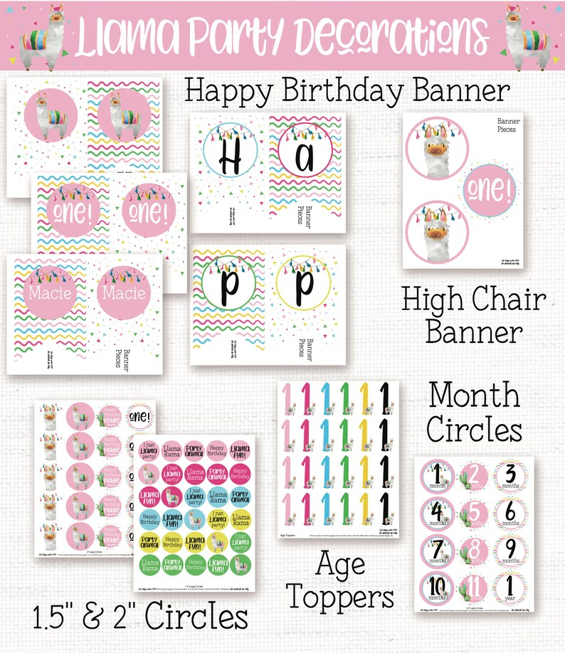 Llama Birthday Party Invitation Printable Llama Party Etsy