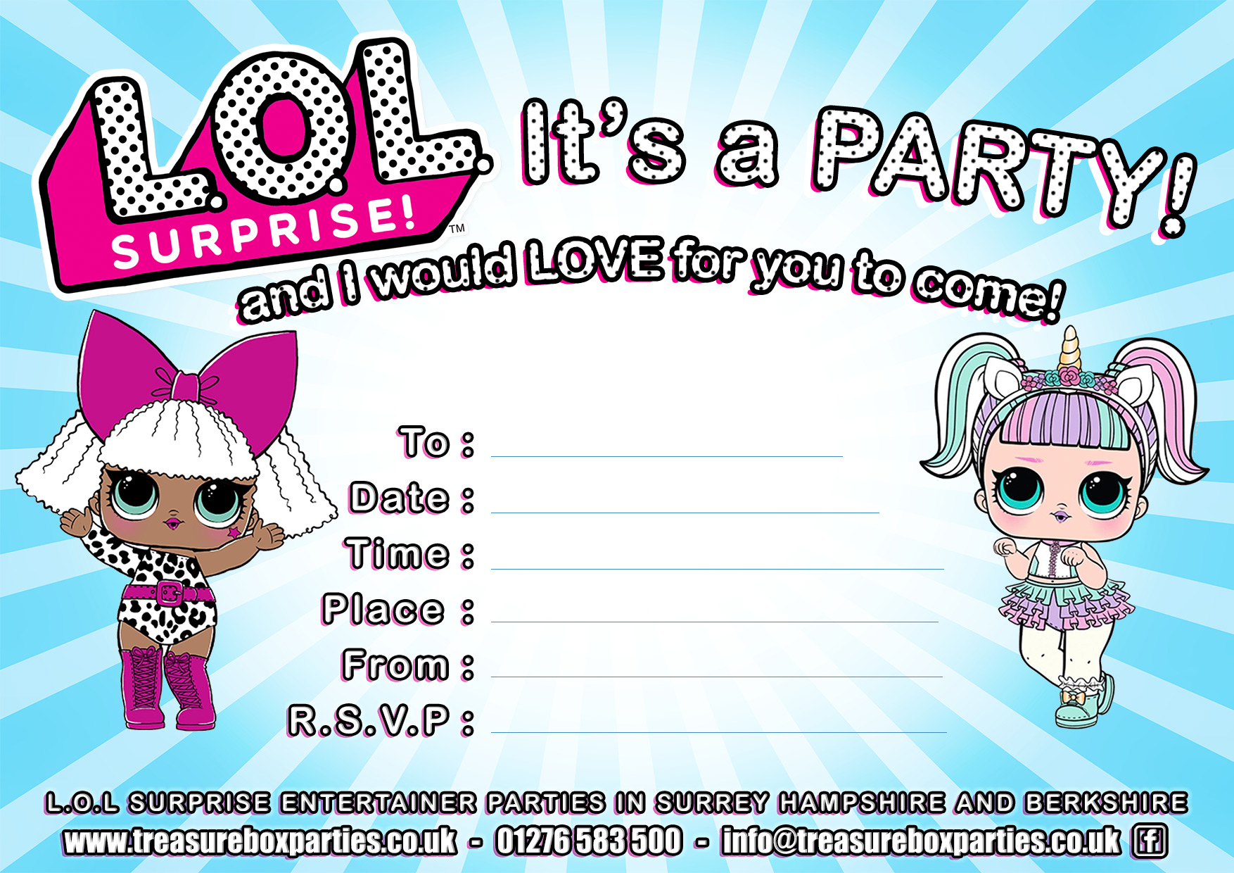 LOL Dolls Party Invitation Thumb Childrens Entertainer Parties