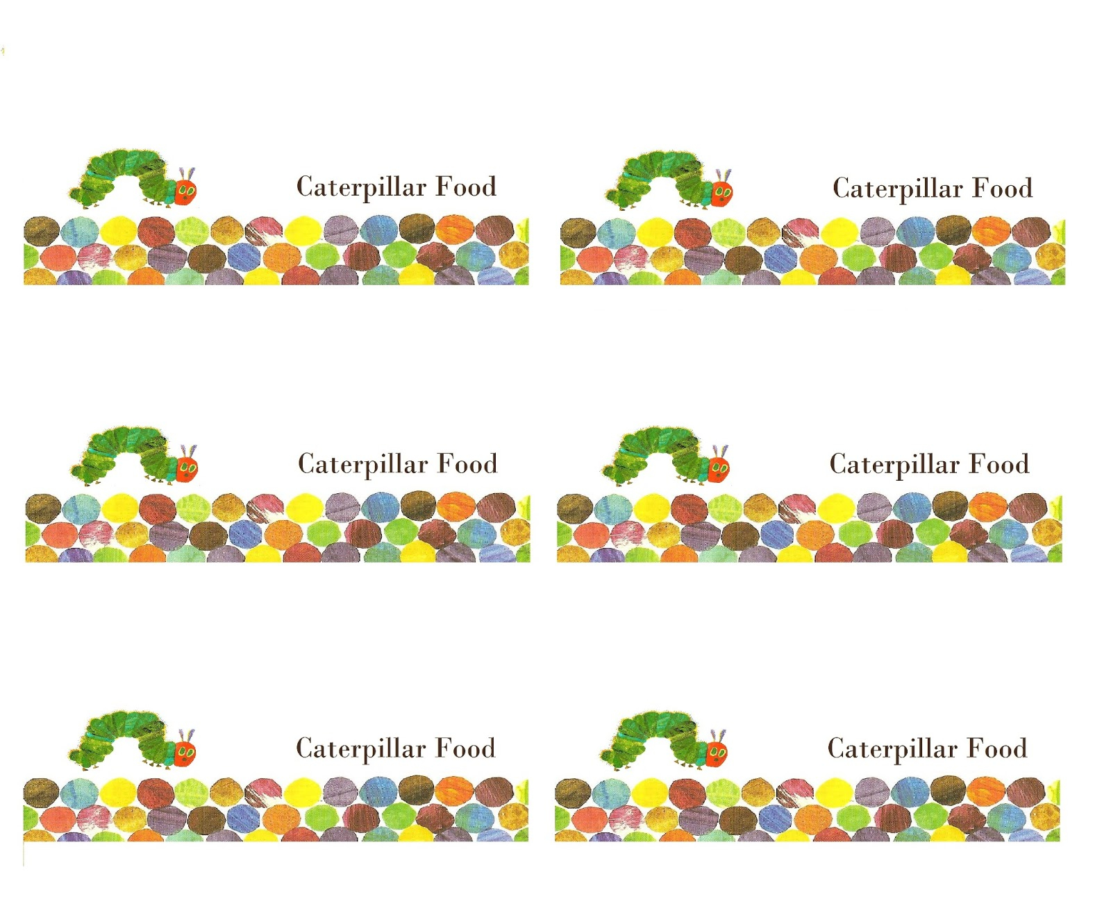 Make It Cozee Very Hungry Caterpillar Party Favor Printables