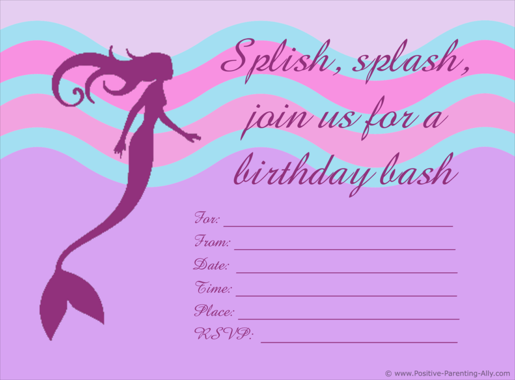 Mermaid Birthday Invitations Free Printables Printable Word Searches