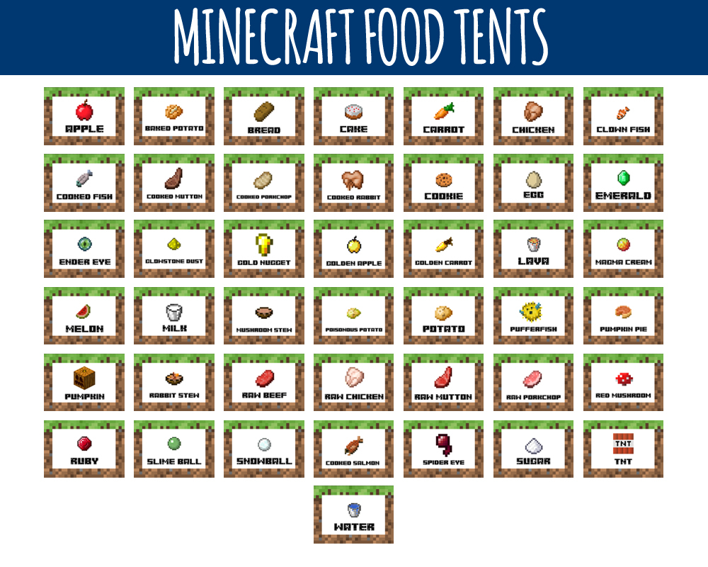 Minecraft Food Labels Free Printables Printable Word Searches