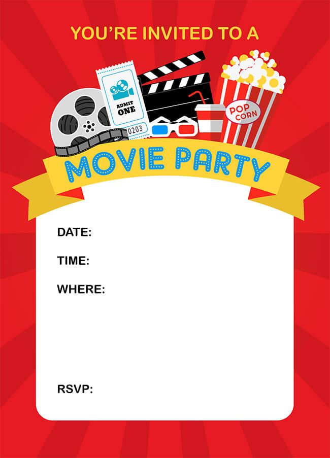 Movie Birthday Party Invitations Online Movie Night Birthday Party 