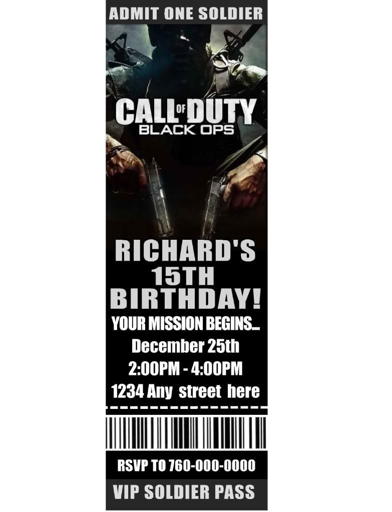 Party Invitations Call Of Duty Ghost Call Of Duty Birthday Party 