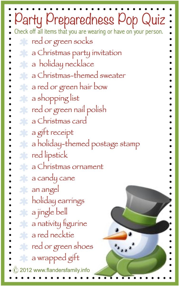 Party Preparedness Pop Quiz Free Printable Christmas Party Games 