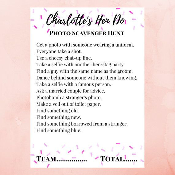 Personalised Hen Party Photo Scavenger Hunt Game Scavenger Hunt Photo 