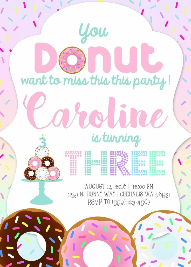 Pin By Kendall Meikenhous On Invitations Donut Birthday Parties