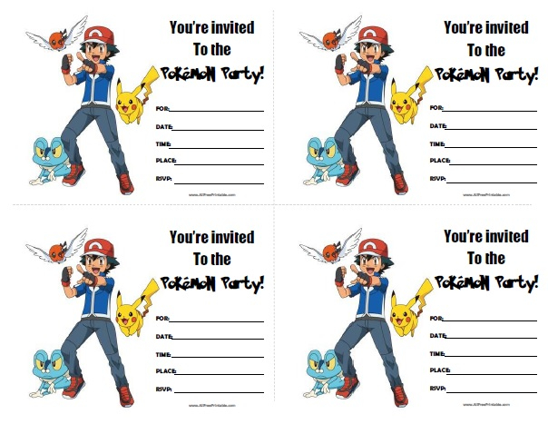 Pokemon Birthday Invitations Free Printable