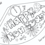 Print Out Happy New Year Party Hat Coloring For Kids In 2020 New Year