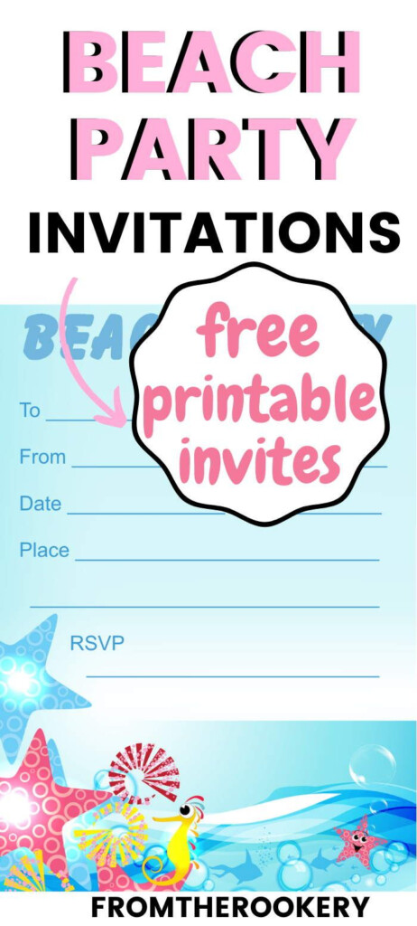 Printable Beach Party Invitations Beach Party Invitations Party 