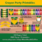 Printable Crayon Party Package Crayon Party Printables