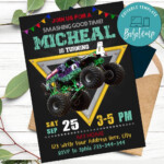 Printable Grave Digger Monster Truck Birthday Invitation DIY