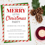 Printable Holiday Party Invitation Watercolor Christmas Floral Frame