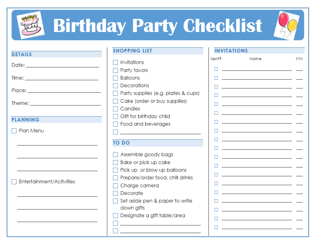 Printable Party Planning Checklist Template Womensdresstip