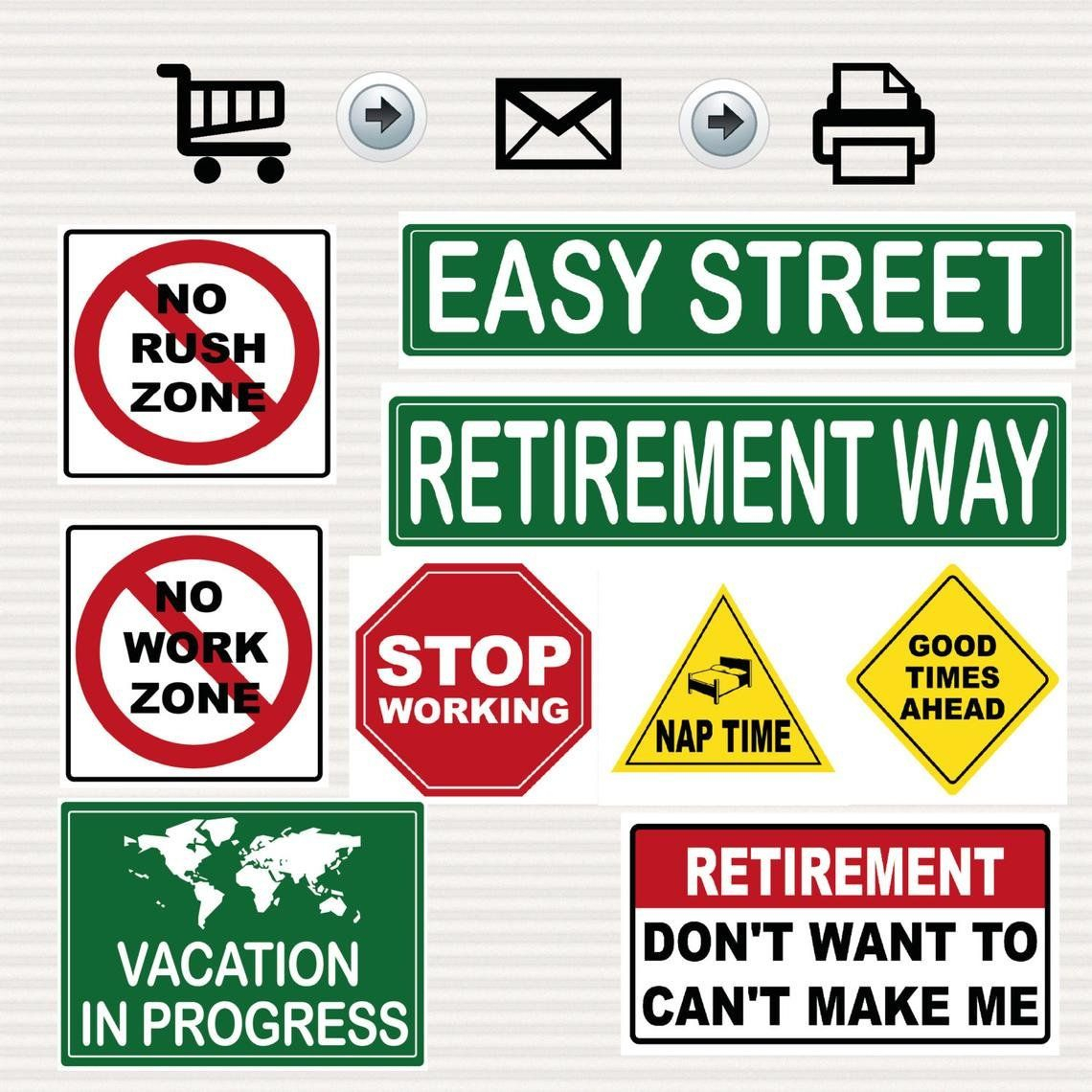 Retirement Party Printable Signs Kit Road Signs Travel Etsy 