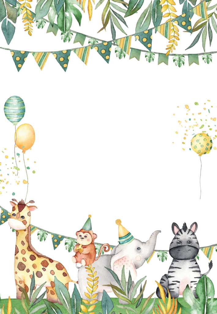 Safari Animal Birthday Invitation Template Free Greetings Island 