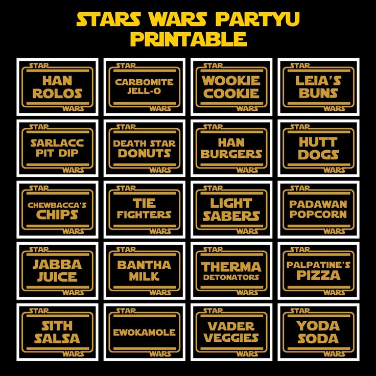 Star Wars Food Label Printables Star Wars Party Printables Star Wars 