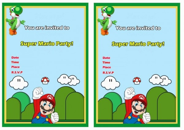 Super Mario Birthday Invitations Printable Free