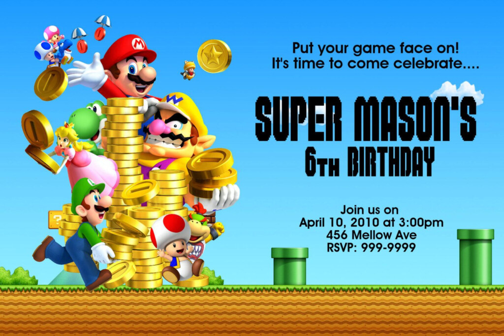 Super Mario Bros Birthday Invitations Super Mario Brothers Birthday 